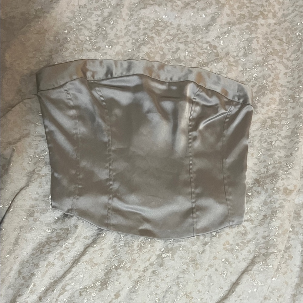 Wild Fable Silver Strapless Top